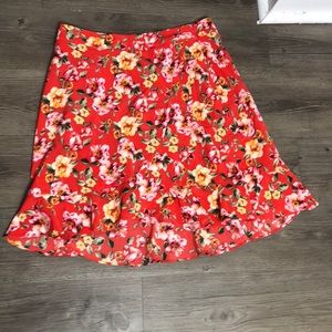 Coral flowered skirt
